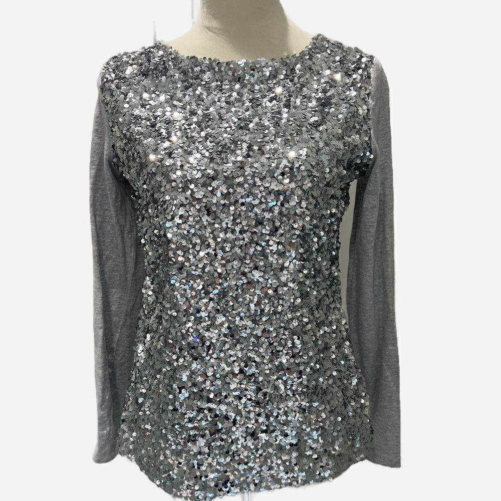 Talbots sequin long sleeve top